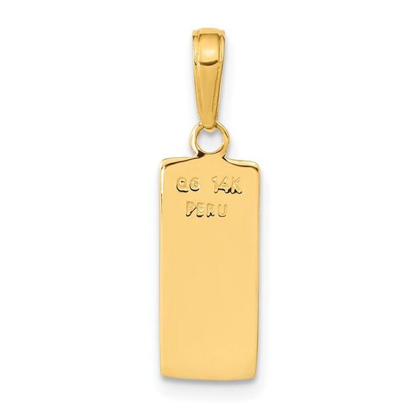 14k Yellow Gold 3D Bar Pendant - Picture 3 of 6